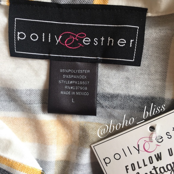 POLLY & ESTHER | Yellow Plaid Sleeveless Shirt NEW - Picture 6 of 8